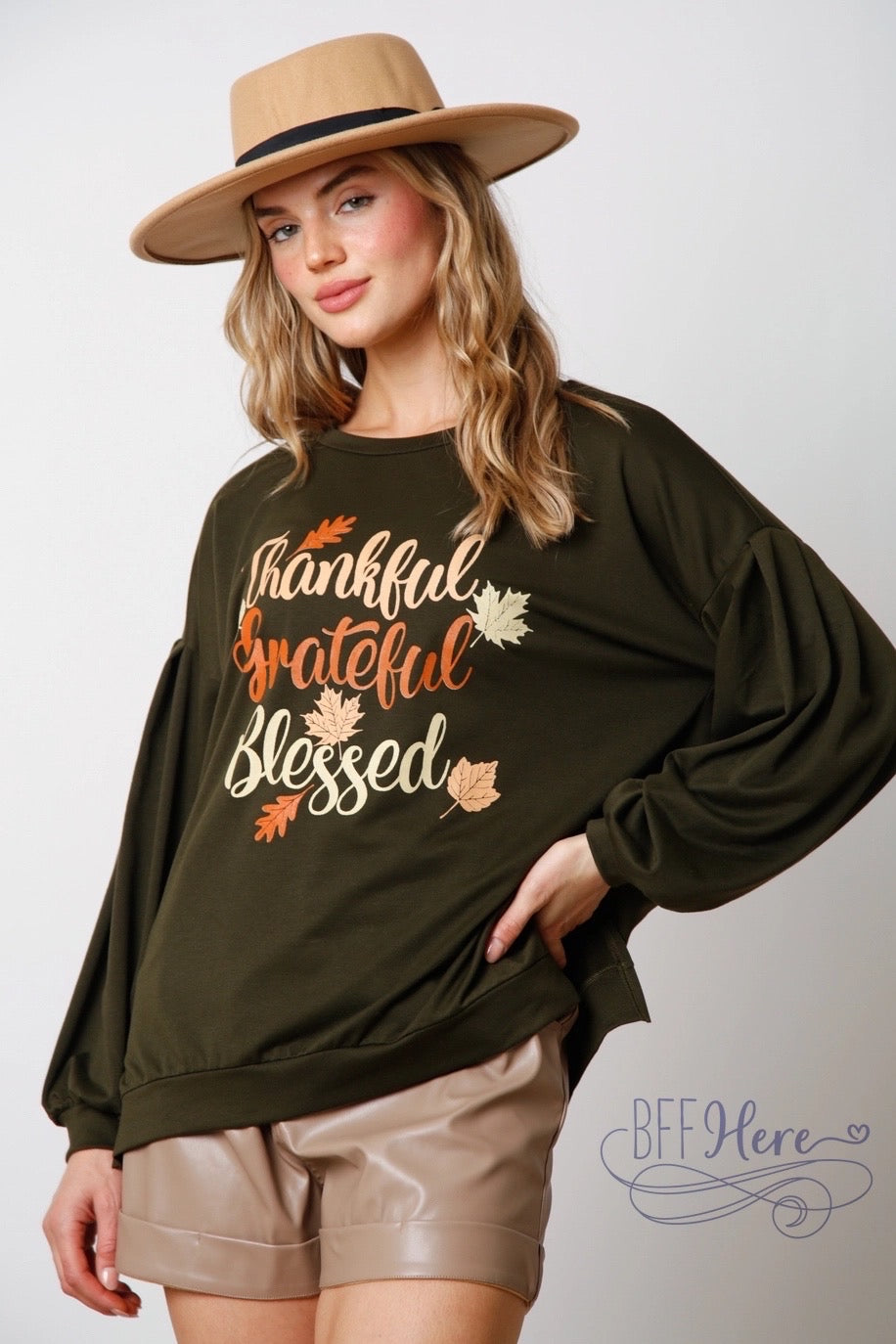 PREORDER-Thankful, Grateful, Blessed: The Sweatshirt That Captures the Spirit of the Season
 (Ships End of September ) - BFF Here