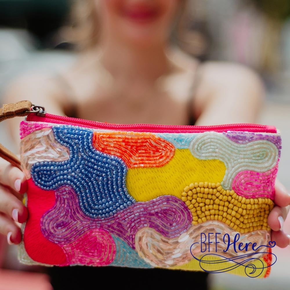 Fiesta of Colors: Beaded & Sequined Aztec Wristlet Wonder - BFF Here