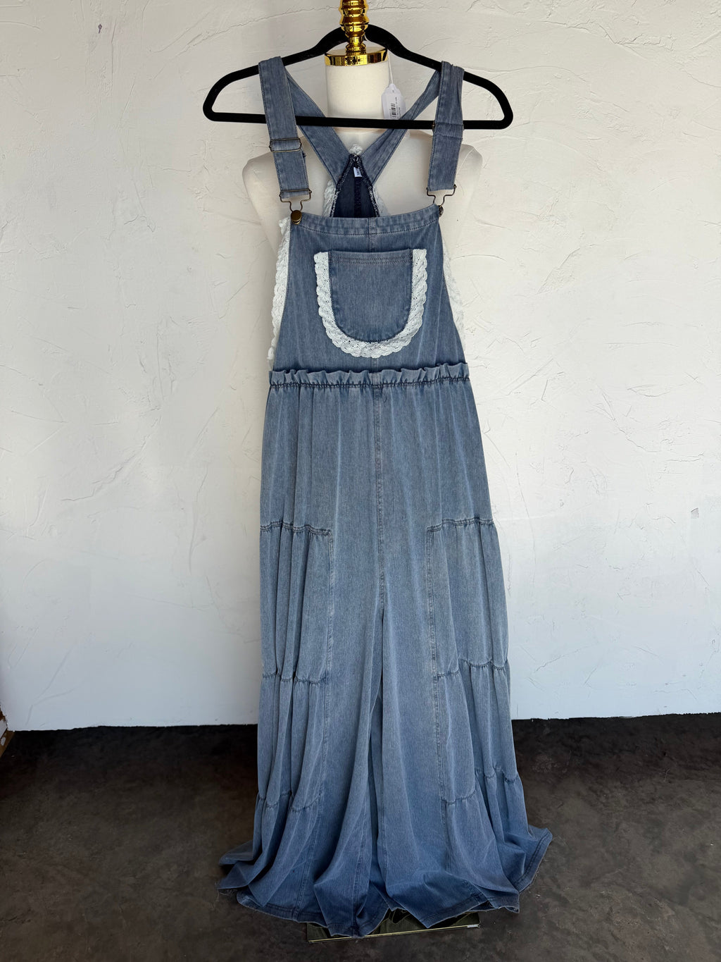 PREORDER-  BOHO & LACE DENIM OVERALLS - BFF Here