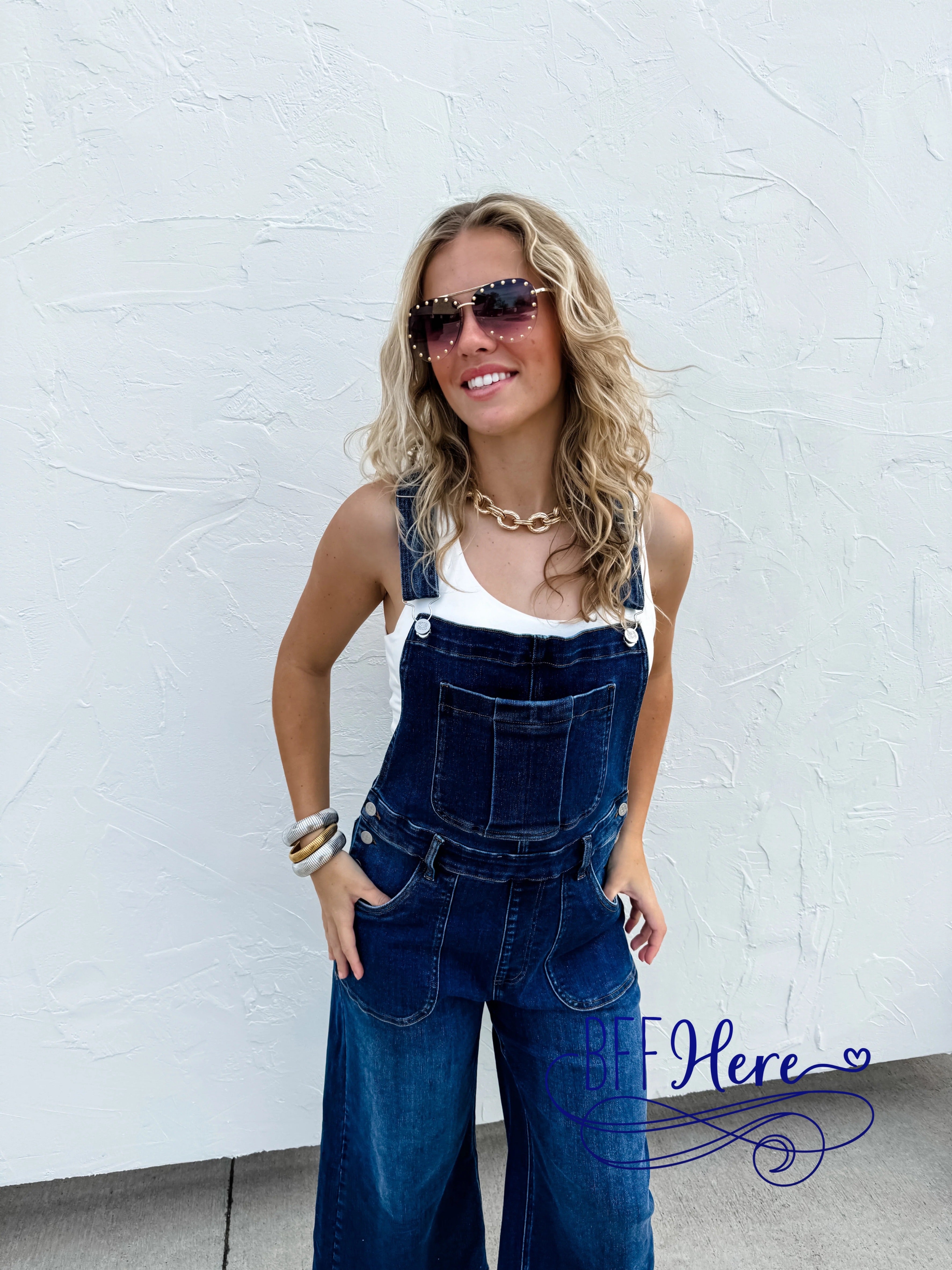 PREORDER: Flow & Flare: Chic Wide-Leg Denim Overalls By Blakeley (Ships Middle of May) - BFF Here