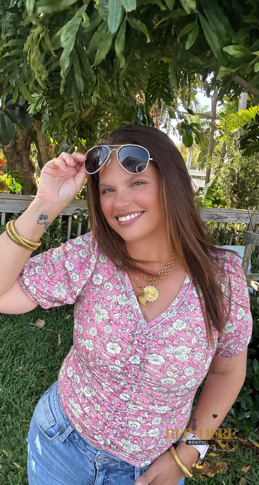 Vintage Bloom Ruched Top - BFF Here