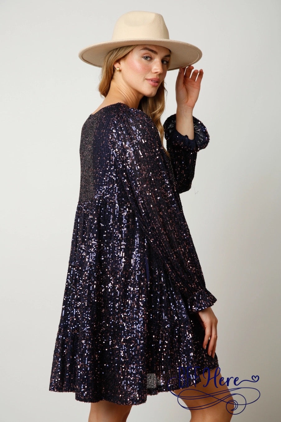 Luminous Elegance: Tiered Sequins Dress / Choice of Colr - BFF Here