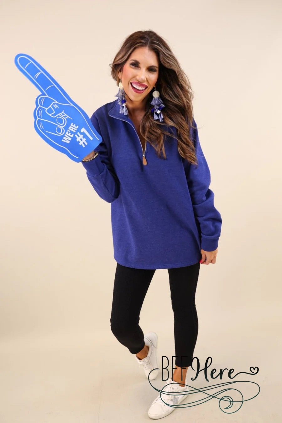 Miley Quarter Zip Pullover by Jess Lea / Blue - BFF Here