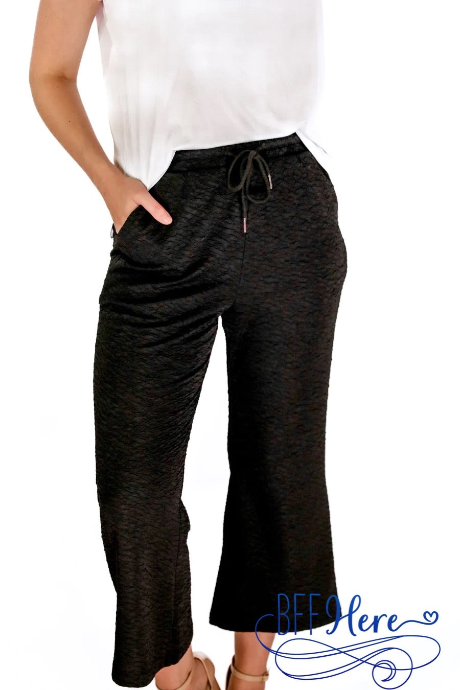 Time To Travel Textured Pants - BFF Here