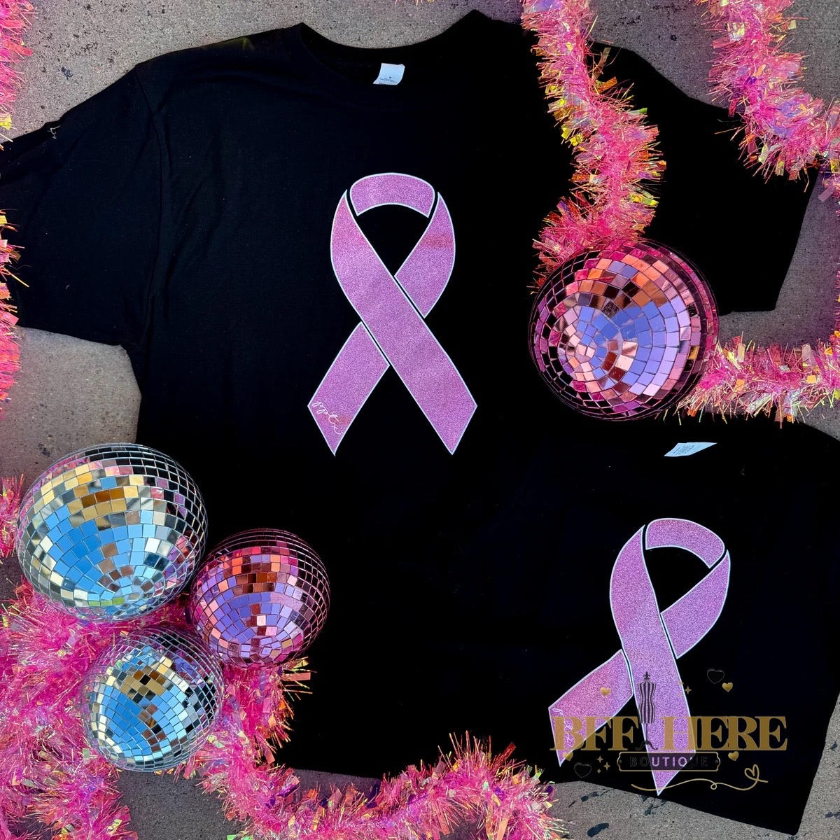 Support and Strength Pink Ribbon Tee - BFF Here