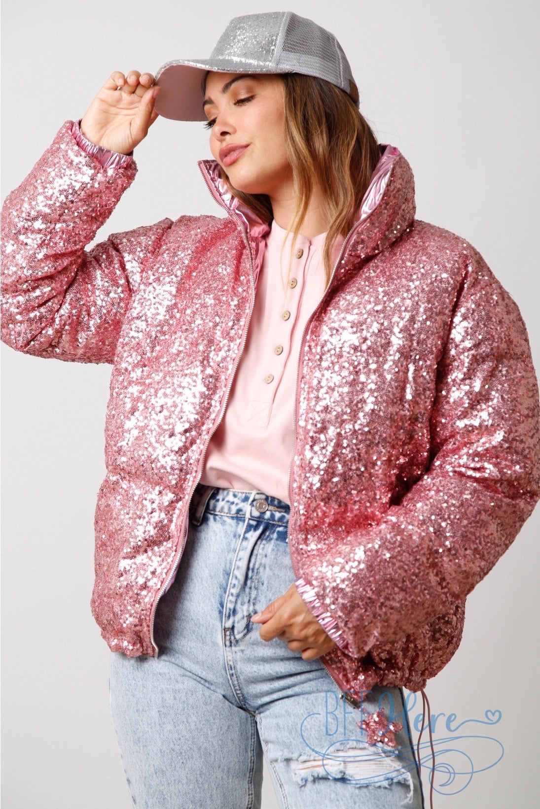 Sparkle Enchantment Sequin Puffer Jacket / Choice of Color - BFF Here