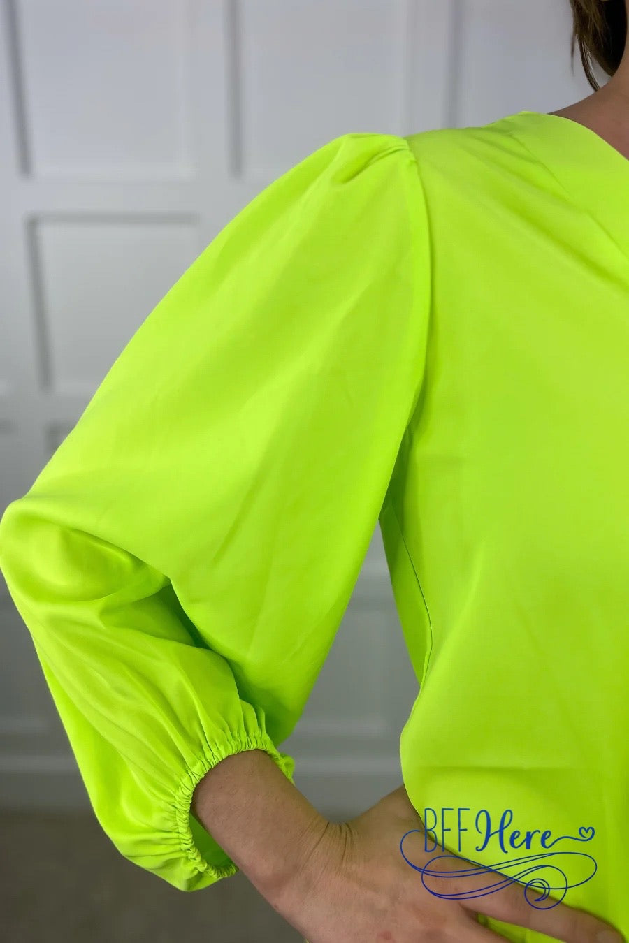 PREORDER-Jamie Balloon Sleeve Top / Lime (Ships Beginning of February) - BFF Here