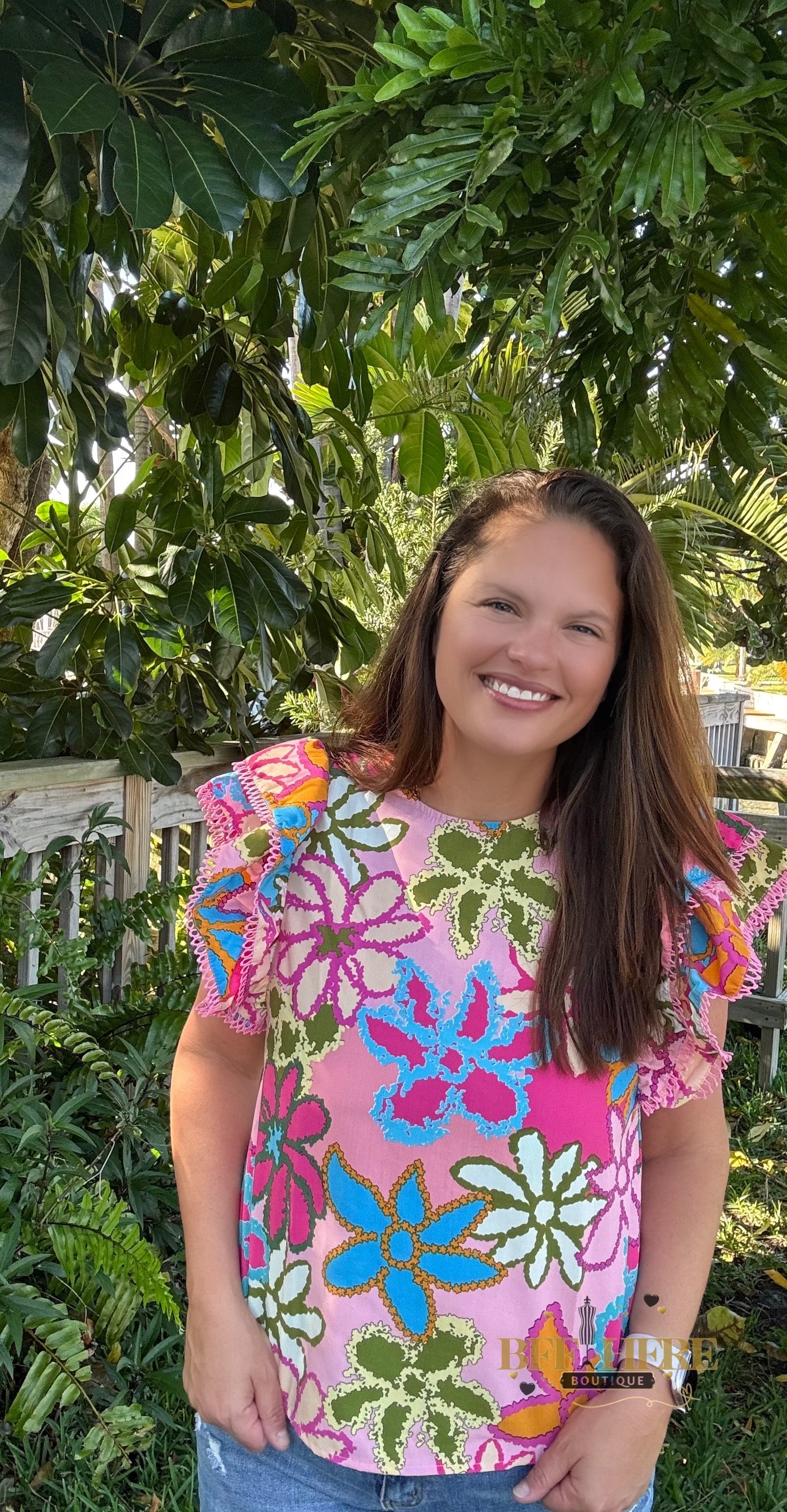 Floral Fiesta Ruffle Sleeve Top - BFF Here