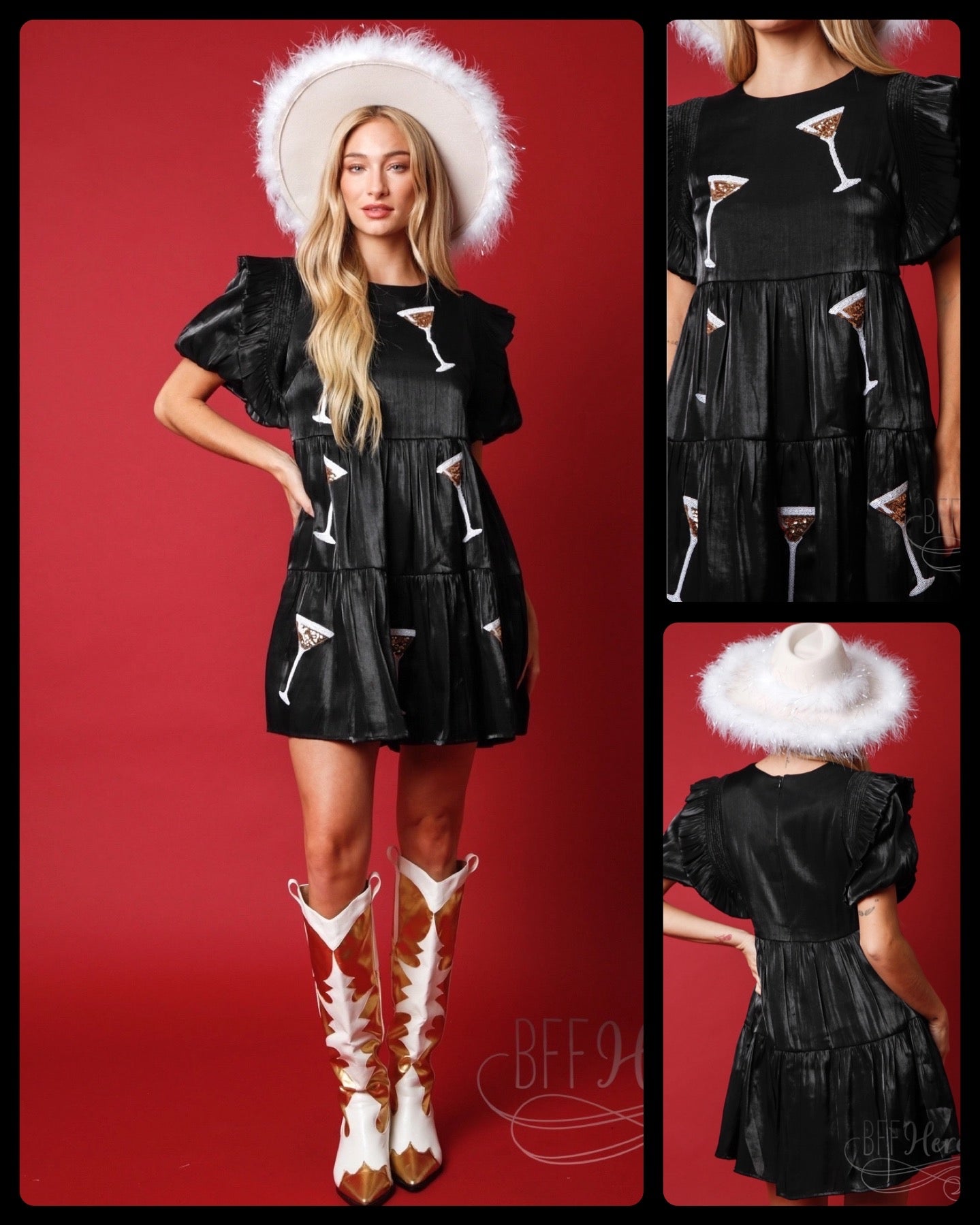 Jolly Jingle Martini: Fun and Flirty Black Babydoll Dress for Christmas! - BFF Here