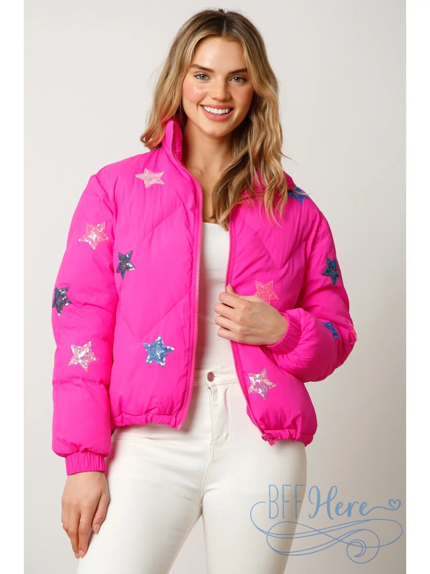 Radiant Starlight Sequin Puffer Jacket - BFF Here