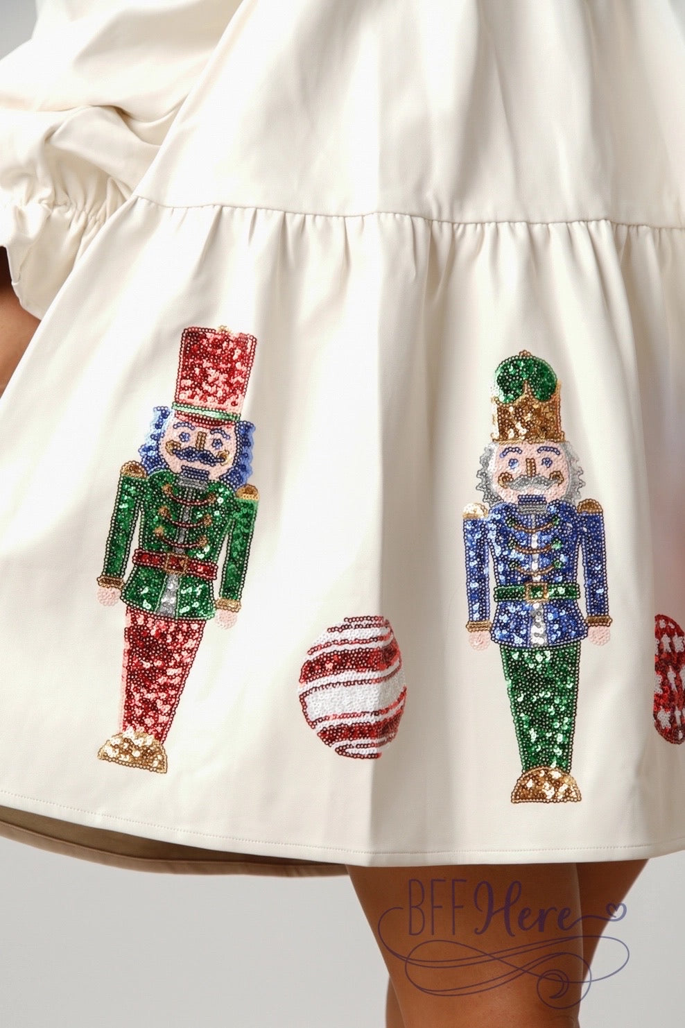 Festive Fantasy: Nutcracker & Ornaments Holiday Mini Dress / Choice of Color - BFF Here