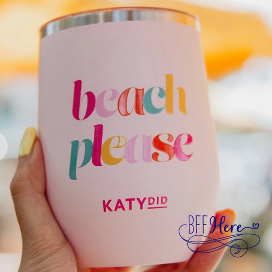 Beach Please Wine Tumbler with Lid - BFF Here