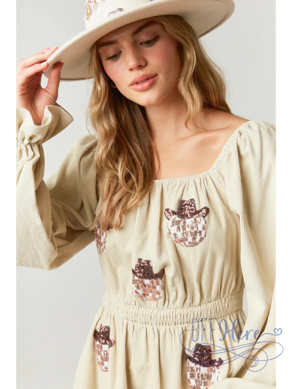 Glistening Gala Sequin Smock-Waist Dress - BFF Here