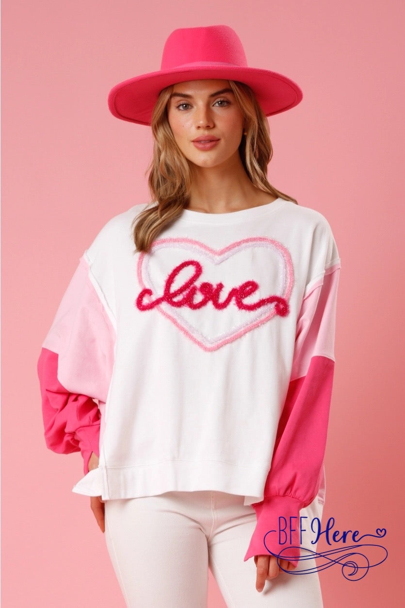 Affectionate Threads: 'Love' Yarn Color Block Pullover - BFF Here