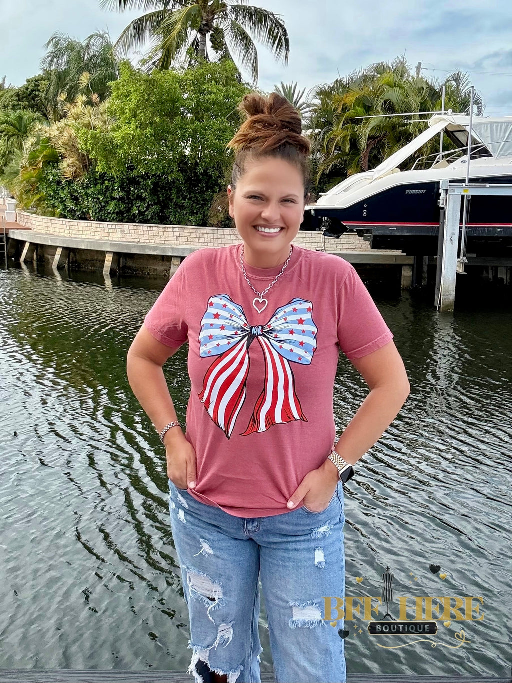 All-American Bow Babe Tee - BFF Here
