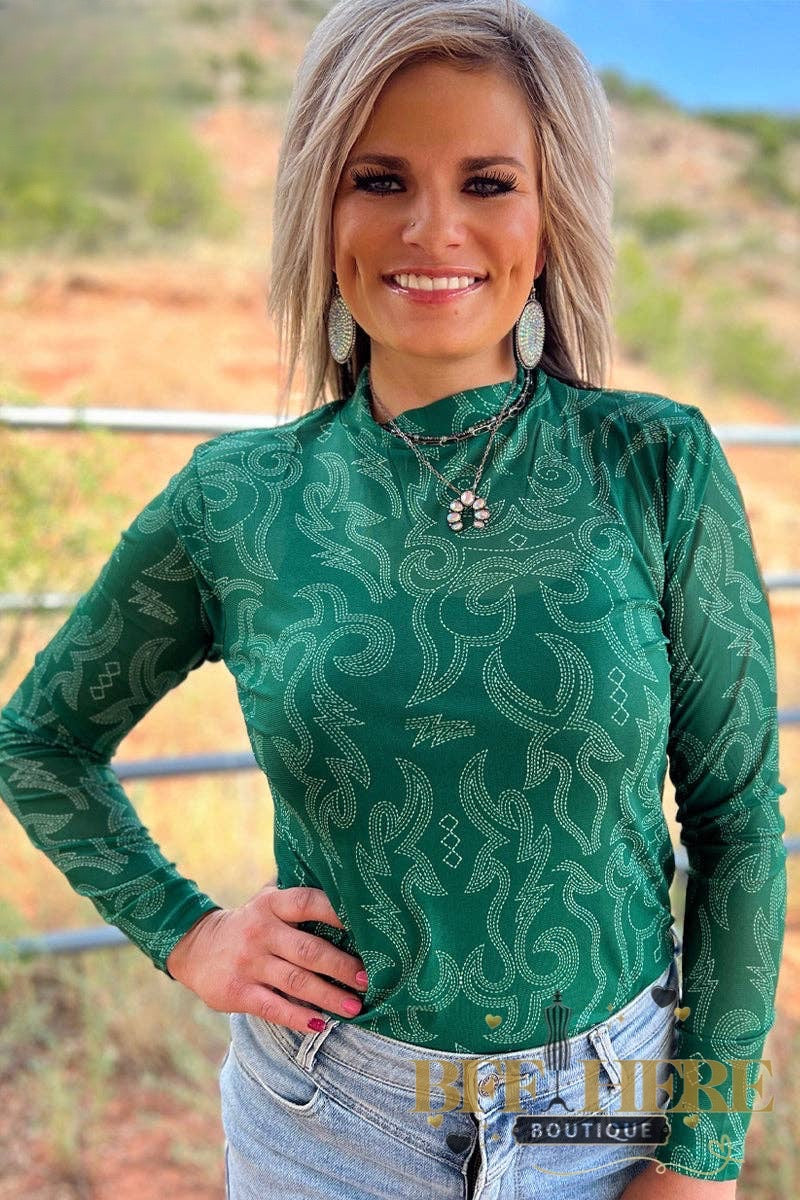 Bonfire Nights Mesh Top / Green by Sterling Kreek - BFF Here