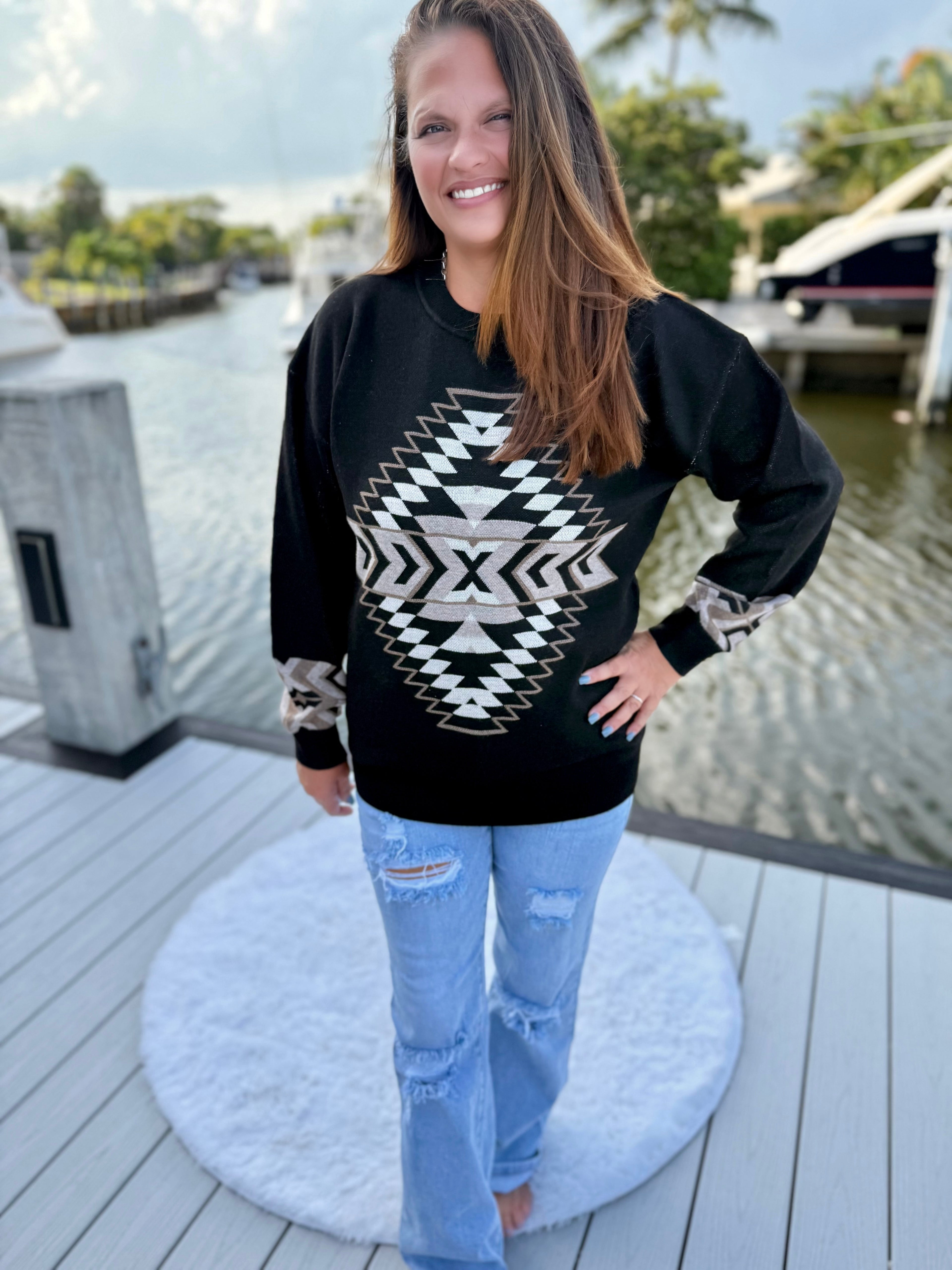 Night Aztec Sweater by Sterling Kreek - BFF Here