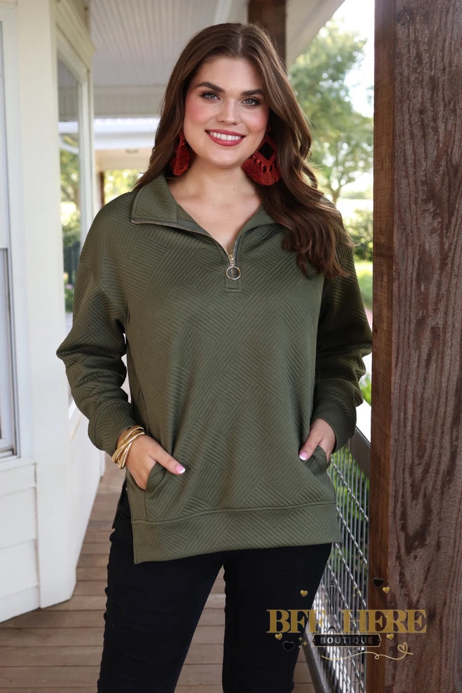 Tanner Textured Quarter Zip by Jess Lea / Choice of Color - BFF Here