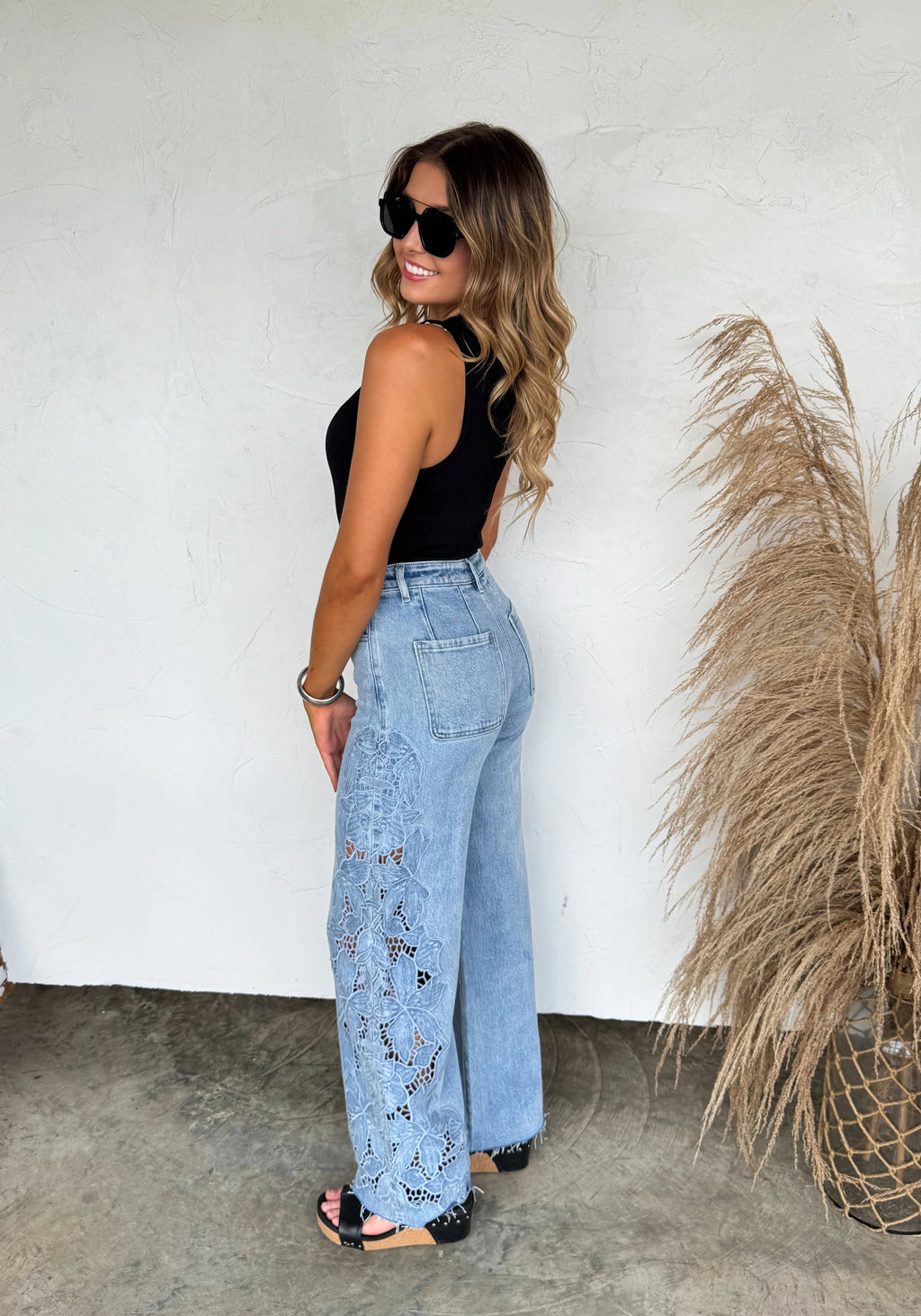 PREORDER: Floral Charm Wide Leg Jeans by Blakeley (ETA April)