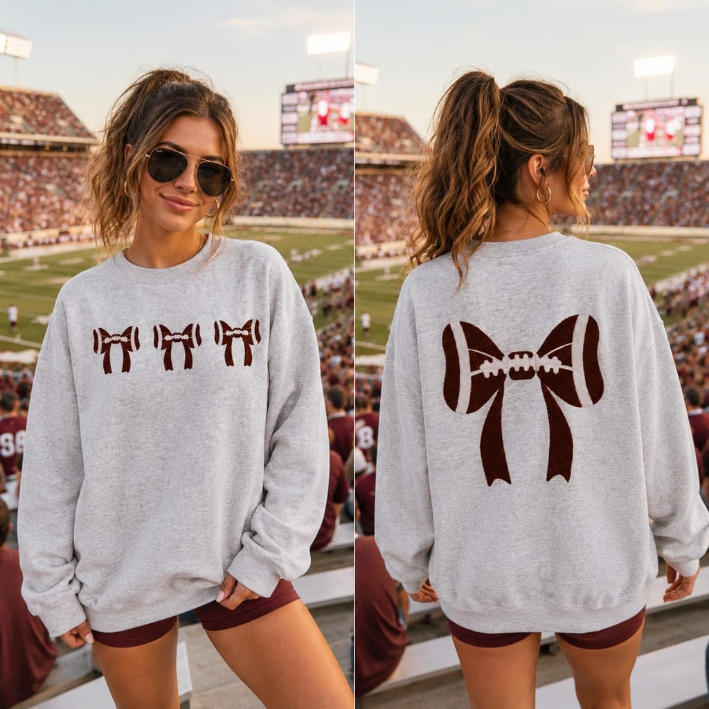 PREORDER: Game Day Bow Embroidered Sweatshirt (ETA: August)