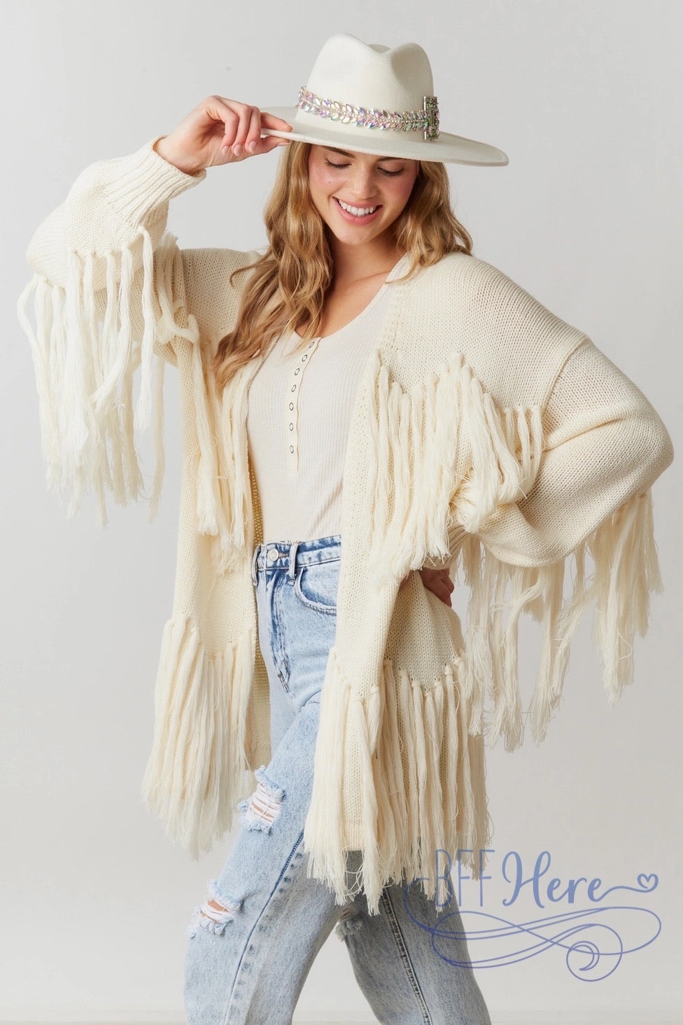 Colorful Cascade: The Fringe Cardigan / Choice of Color - BFF Here