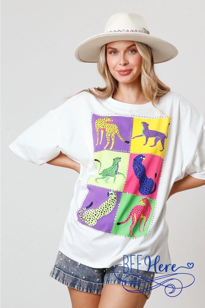 Wild & Stylish: Color Block Cheetah Tee Choice of Color - BFF Here