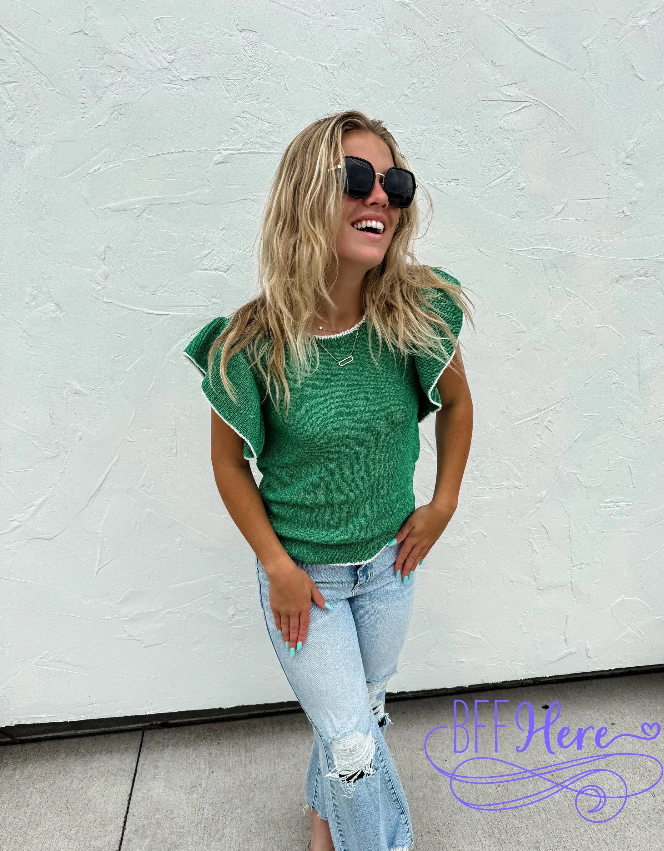 PREORDER: Chic Frills: Ruffle Sleeve Knit Top / Choice of Color by Jodifl (Ships Beginning of April) - BFF Here