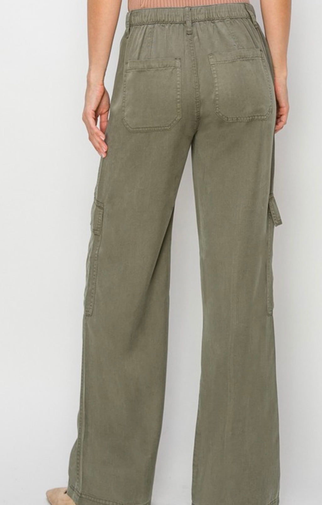 Tencel Wide Leg Cargo Pants by Risen Jeans (Ships 2-3 weeks) - BFF Here