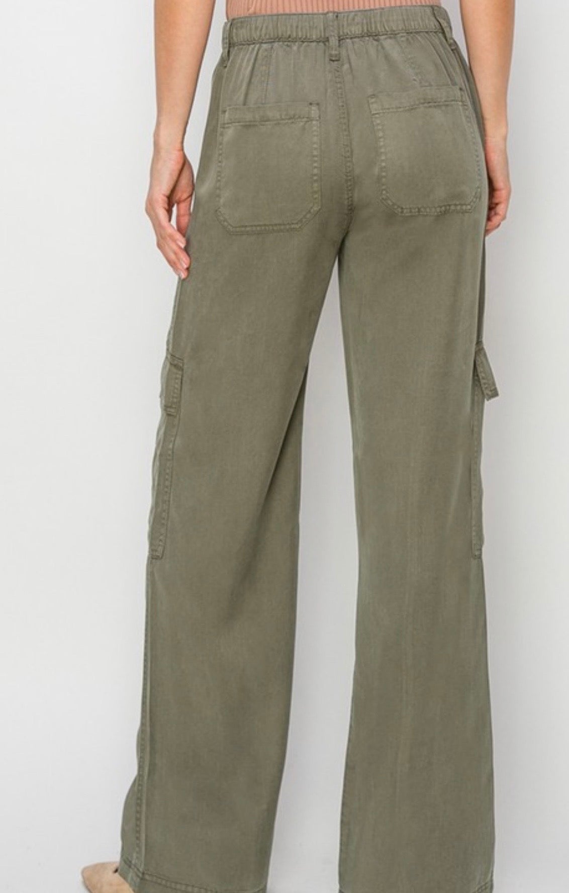 Tencel Wide Leg Cargo Pants by Risen Jeans (Ships 2-3 weeks) - BFF Here