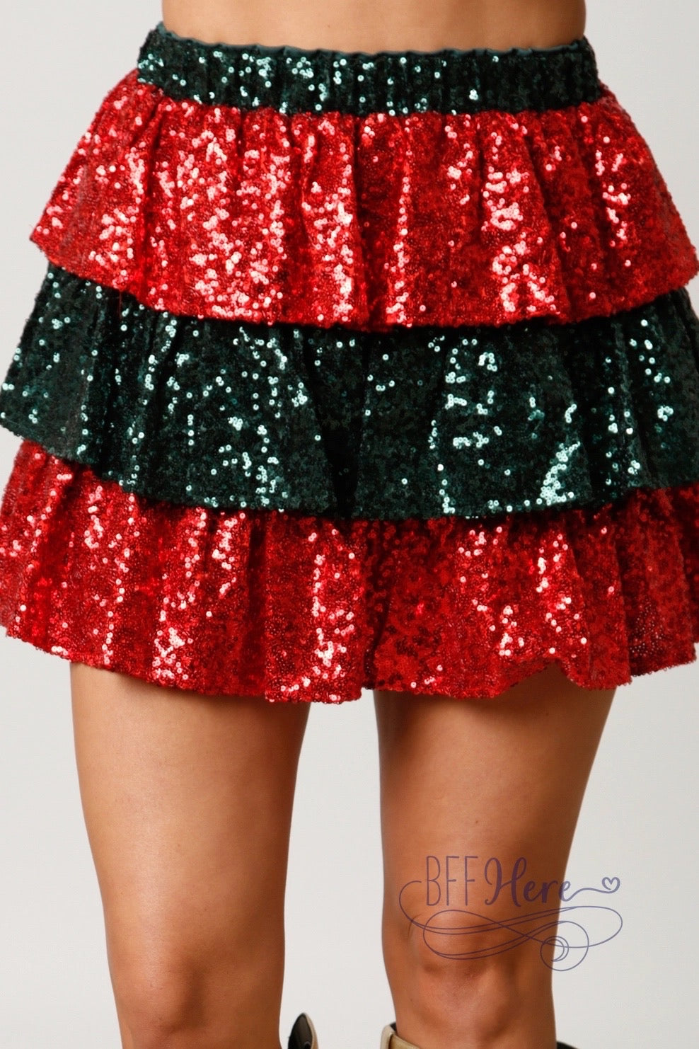 Color Block Sequin Tiered Skirt: Radiant Layers of Glam - BFF Here