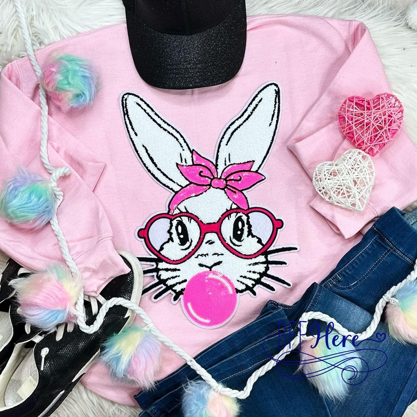 Whimsical Wabbit: A Glasses-Clad Bunny Sweatshirt - BFF Here