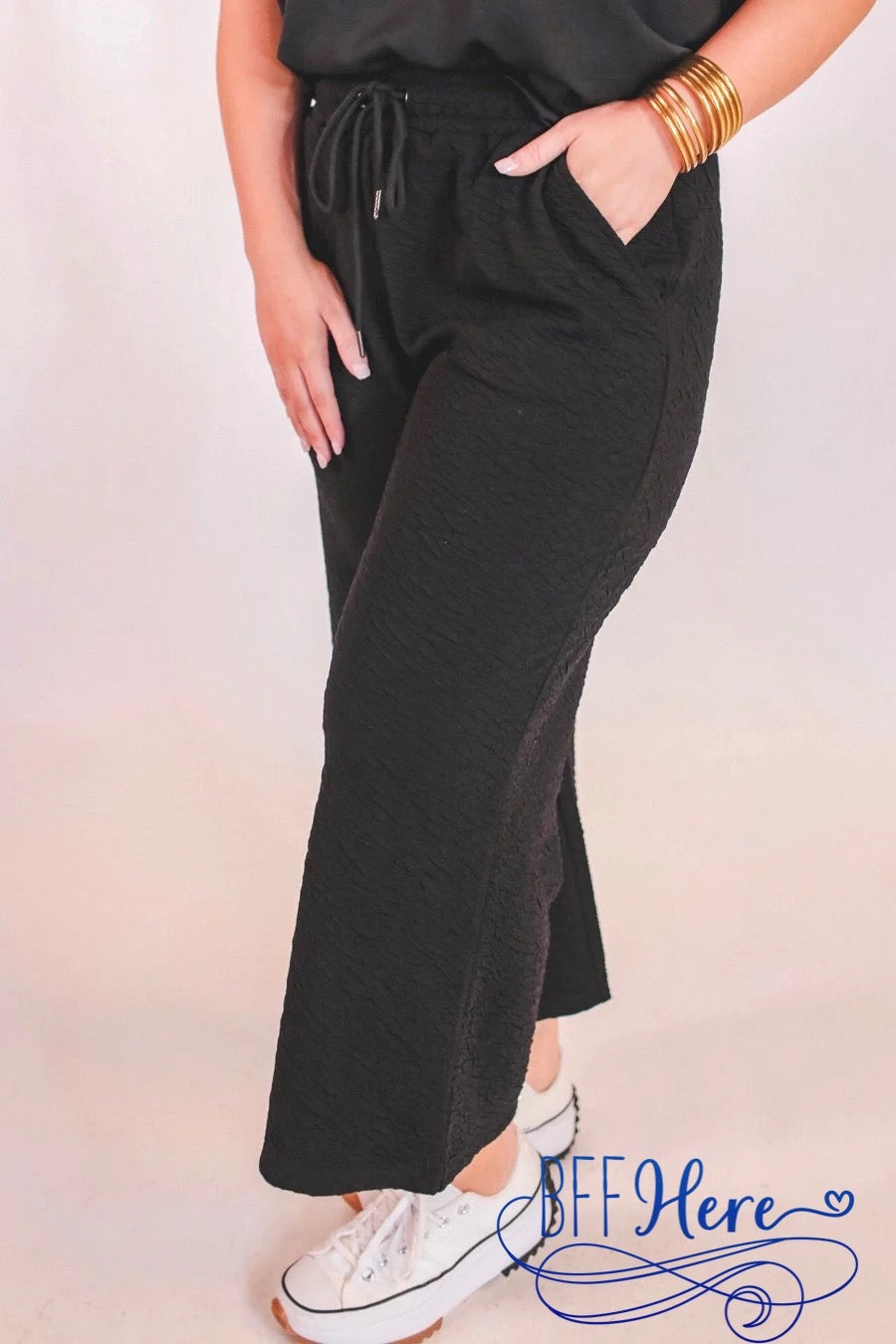 Time To Travel Textured Pants - BFF Here