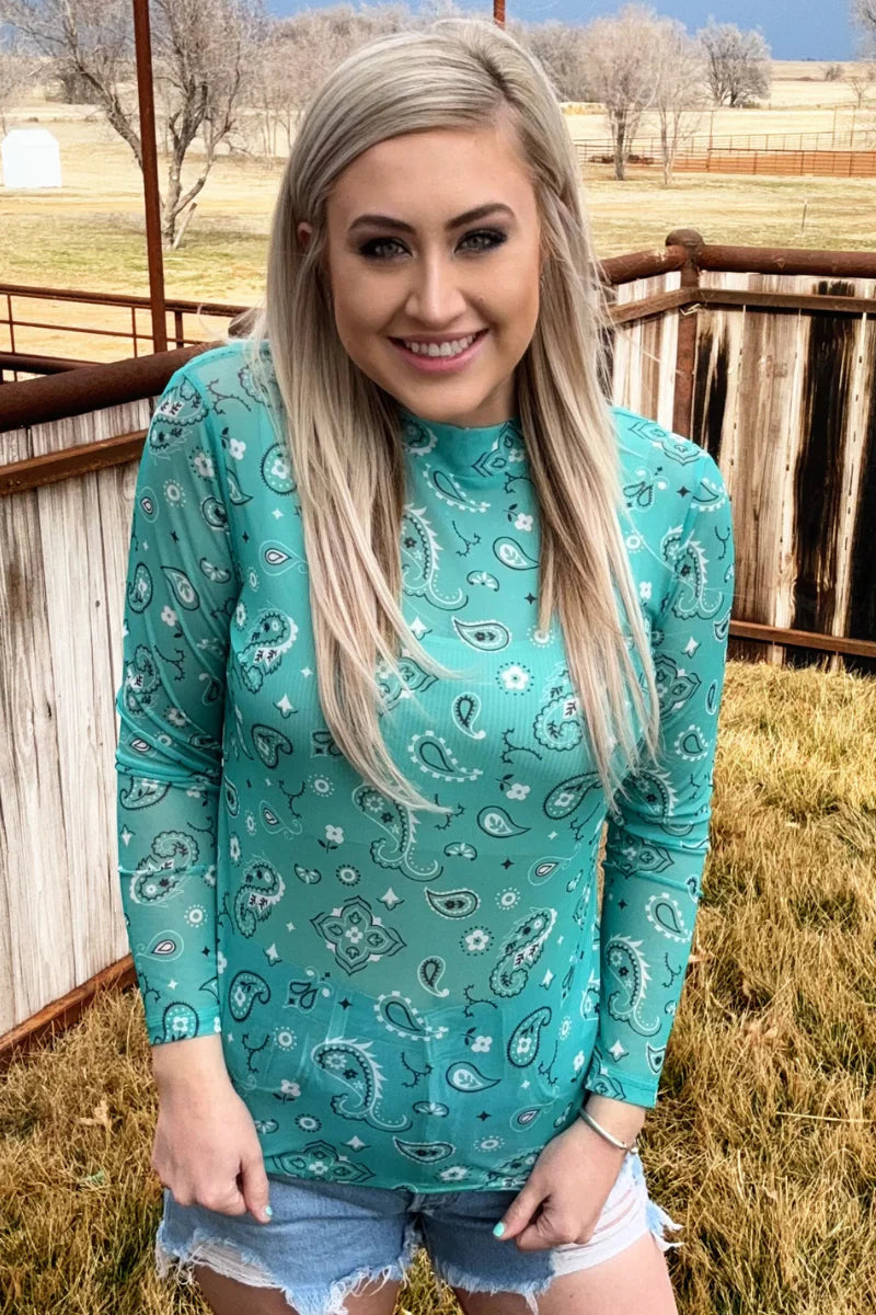 Bandana Babe Mesh Top / Turquoise by Sterling Kreek - BFF Here