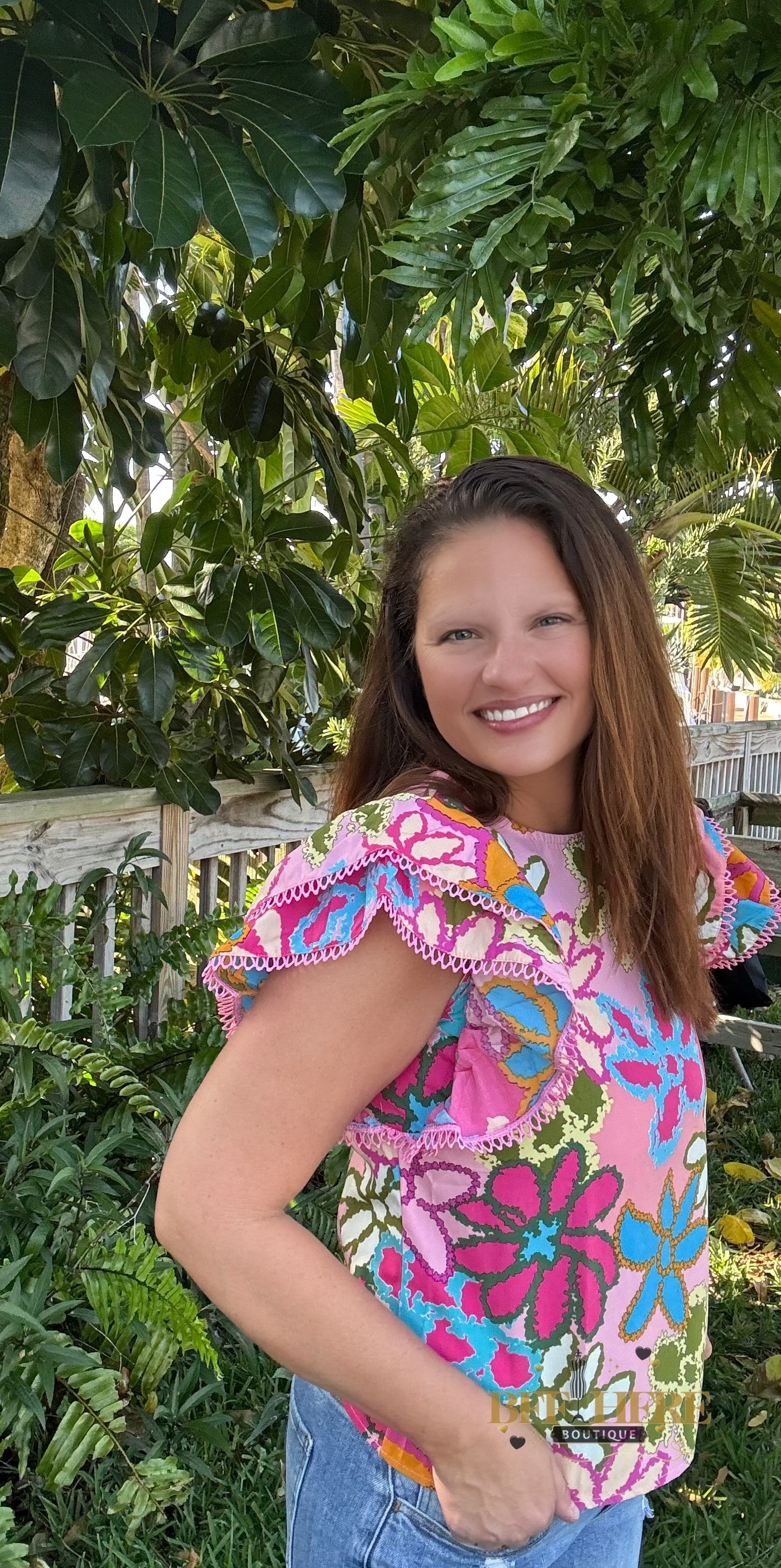 Floral Fiesta Ruffle Sleeve Top - BFF Here