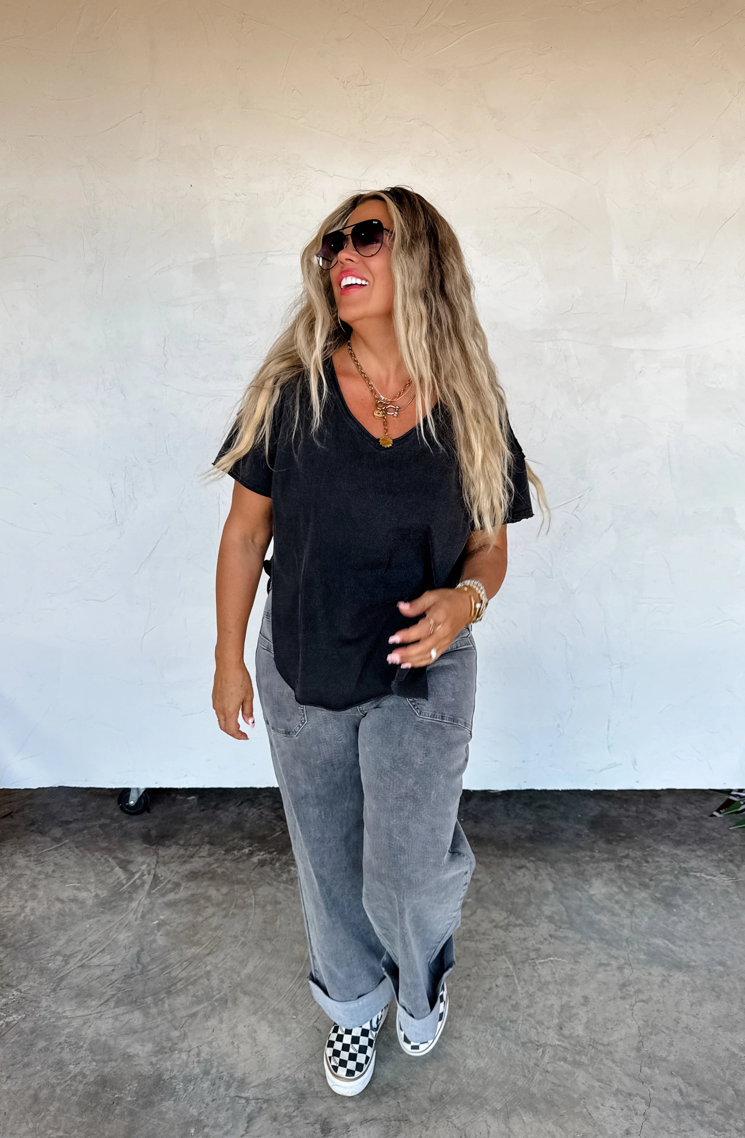 PREORDER: Joey V-Neck Washed Cotton Boyfriend Tee by Blakeley (ETA: Early December) - BFF Here