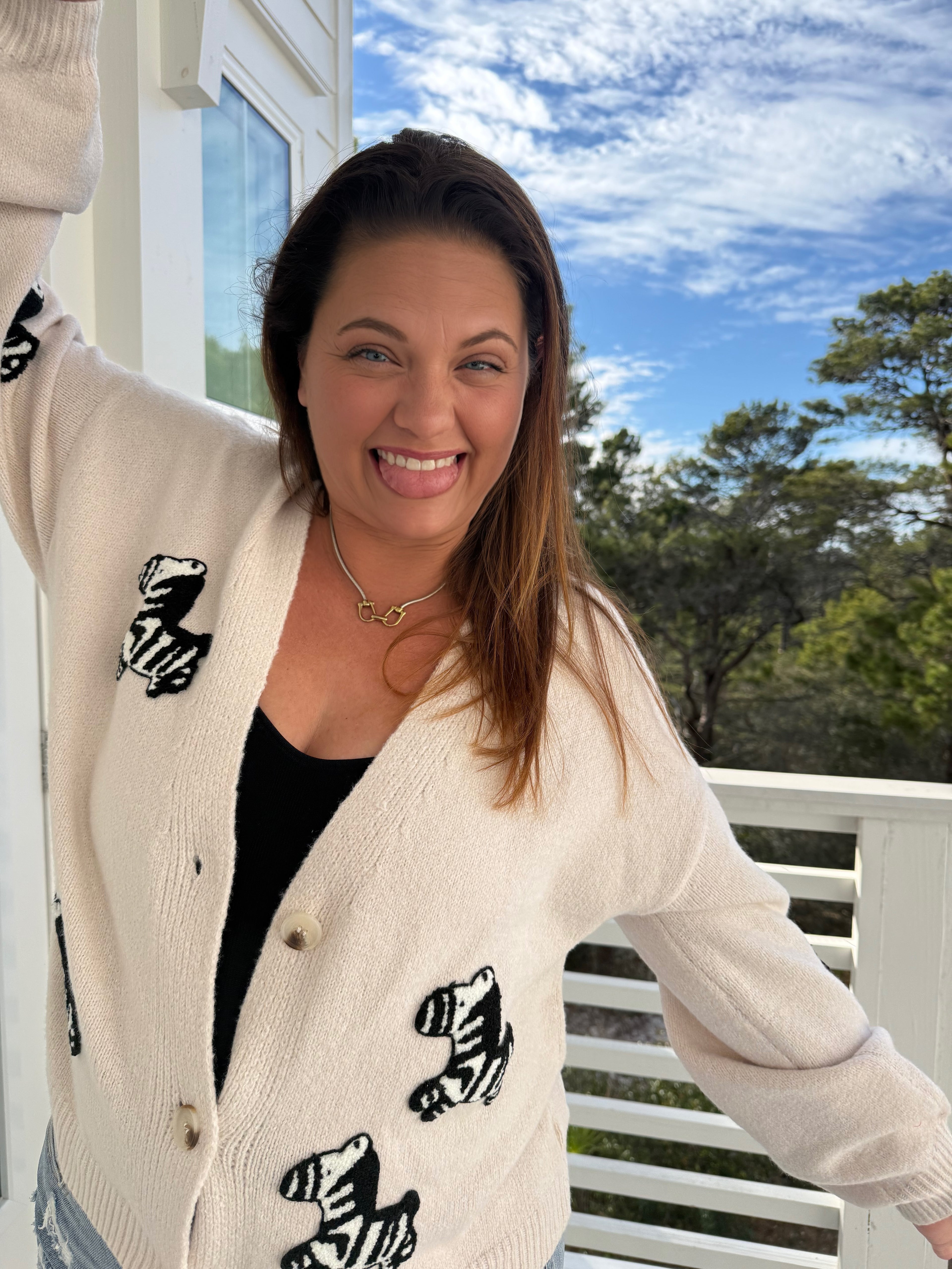 Button Front Cardigan with Zebra Patch by Sew In Love (Ships 2-3 weeks) - BFF Here