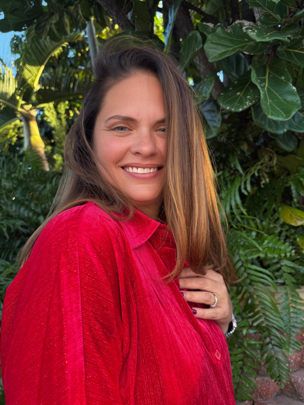 Prim Button Up Velvet Top by Jess Lea /  Red - BFF Here