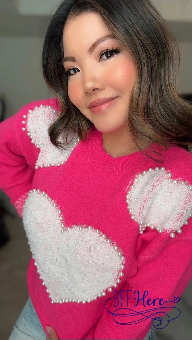 Radiant Romance: Pearl Heart Sweater - BFF Here