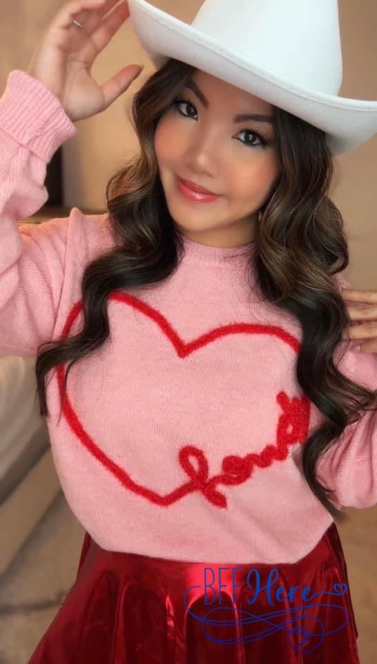 PREORDER: Heartfelt Twist: Howdy's Cozy Heart Shape Sweater (Ships End of January) - BFF Here