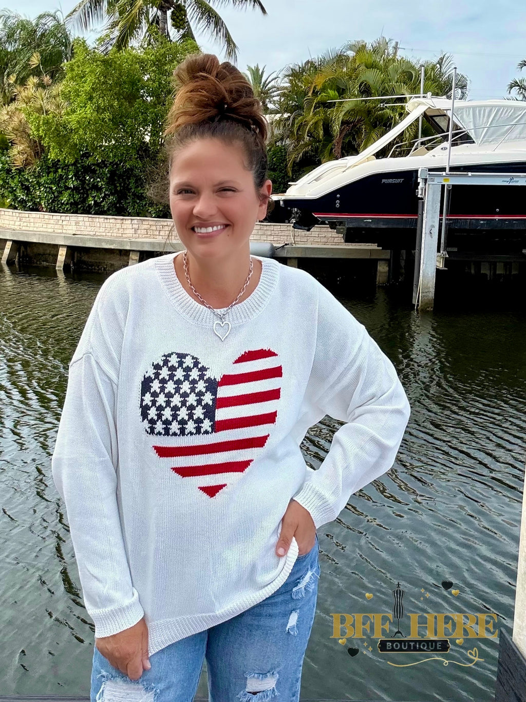 American Flag Heart Sweater by Jess Lea - BFF Here
