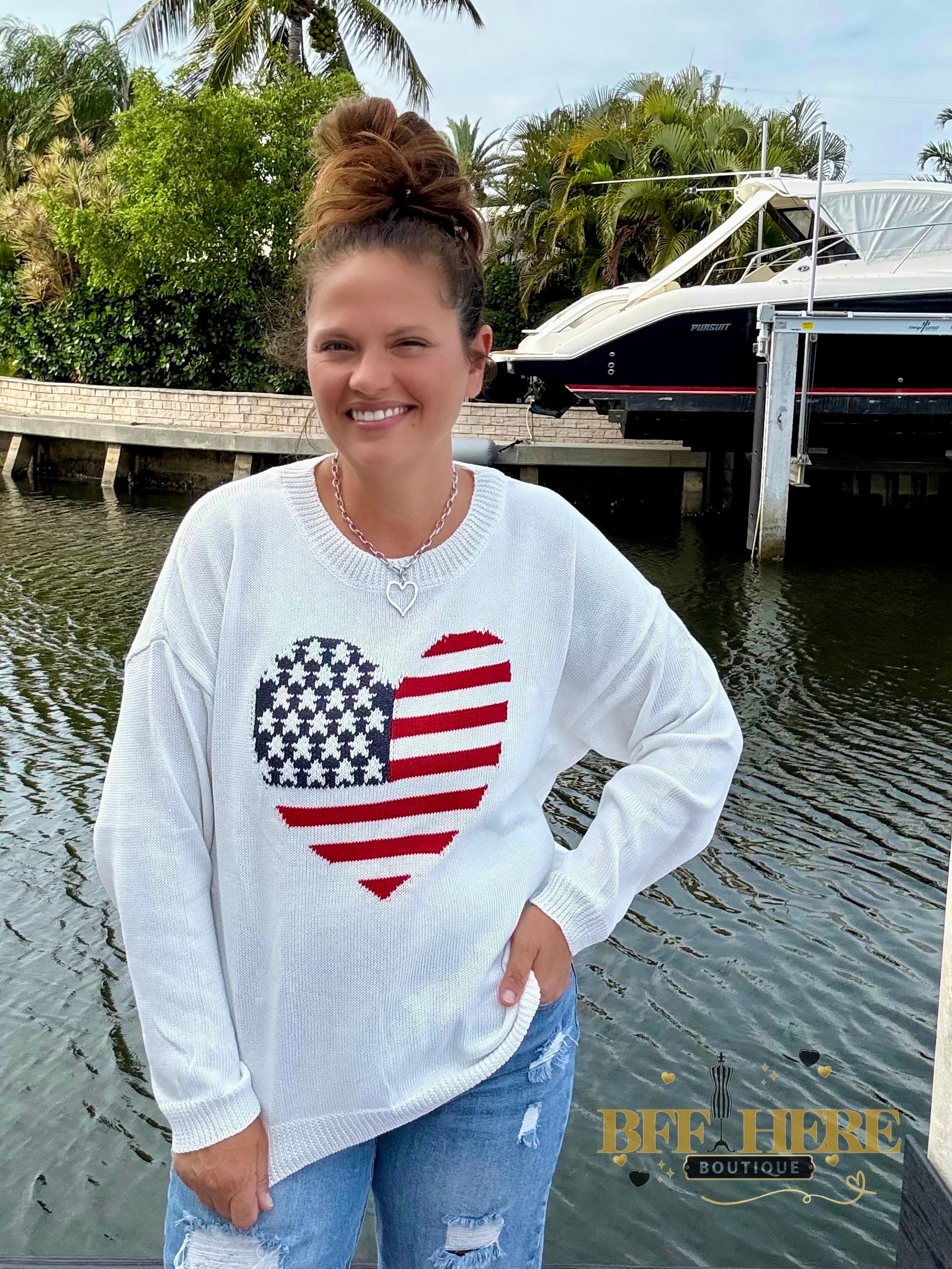 American Flag Heart Sweater by Jess Lea - BFF Here
