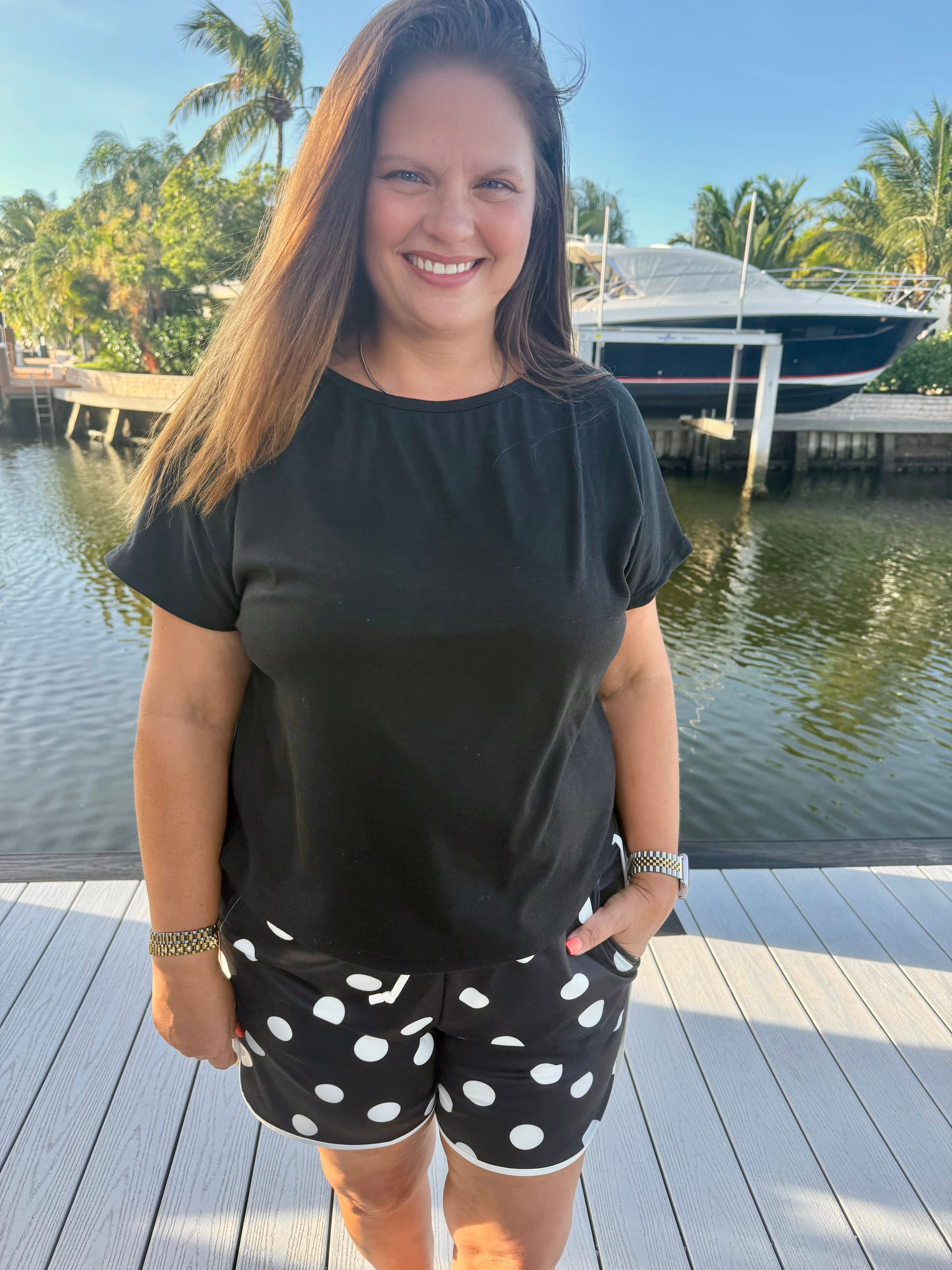 Polka Dot Posie Shorts - Long / Black by Sterling Kreek - BFF Here