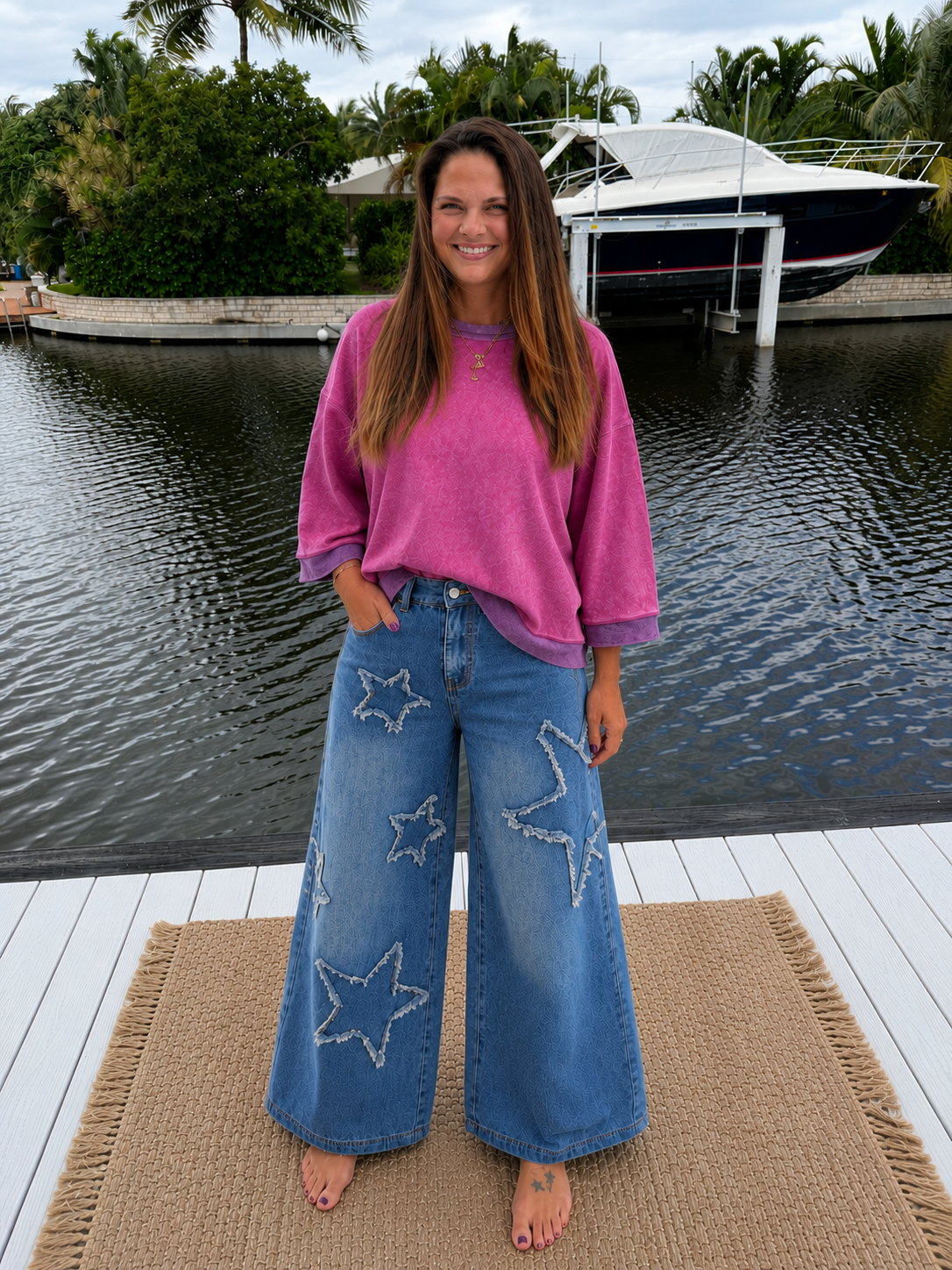 PREORDER: Vintage Star Patch Wide Leg Jeans (ETA: Late August / Early September)