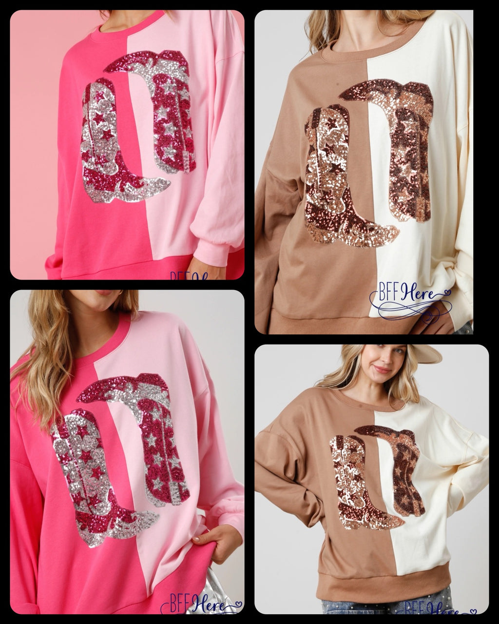 Western Harmony: Colorblock Cowboy Boot Top / Choice of Color (Pink Ships Beginning of January) - BFF Here