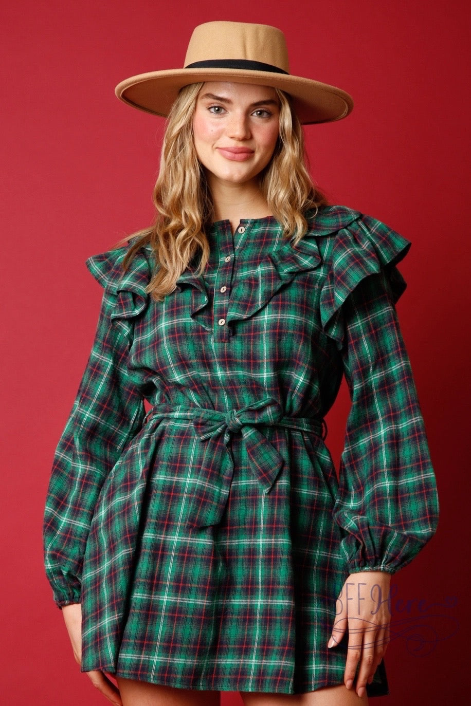 Checkmate Chic: Ruffled Plaid Mini Dress - BFF Here