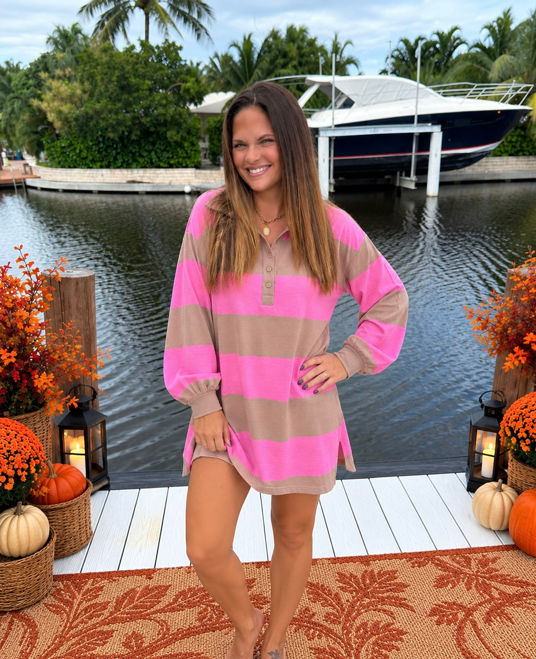 PREORDER: Pretty in Pink Striped Polo Dress (ETA: December) - BFF Here