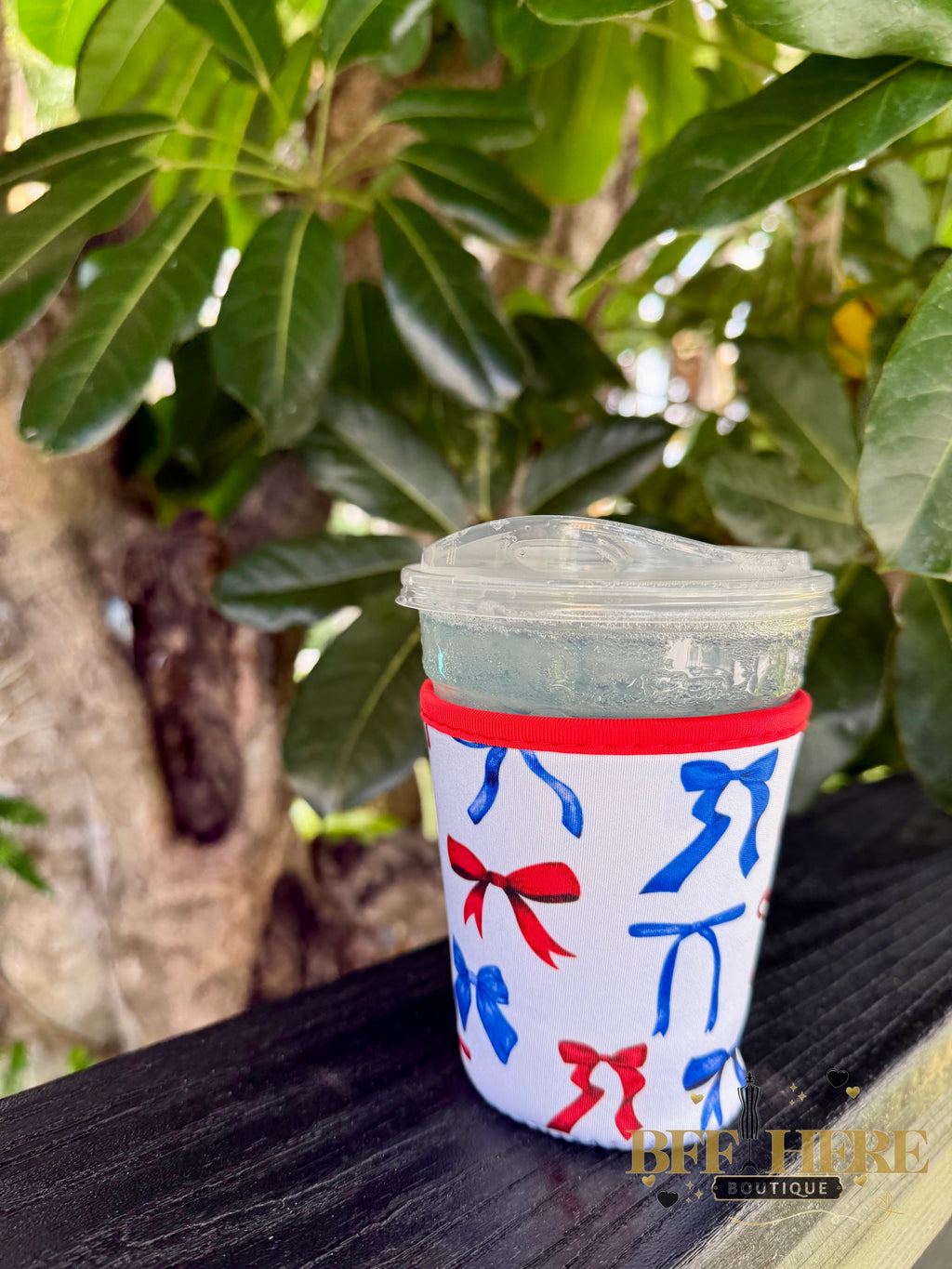Drink Sleeve by Jess Lea / Patriotic Bows  (Choice of Size) - BFF Here