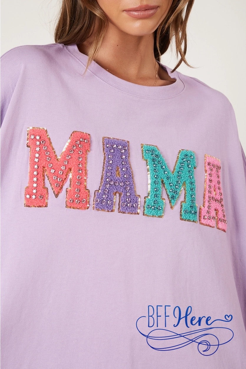 PREORDER: Sparkling Mama: Rhinestone Embellished Top / Choice of Color (Ships End of January) - BFF Here