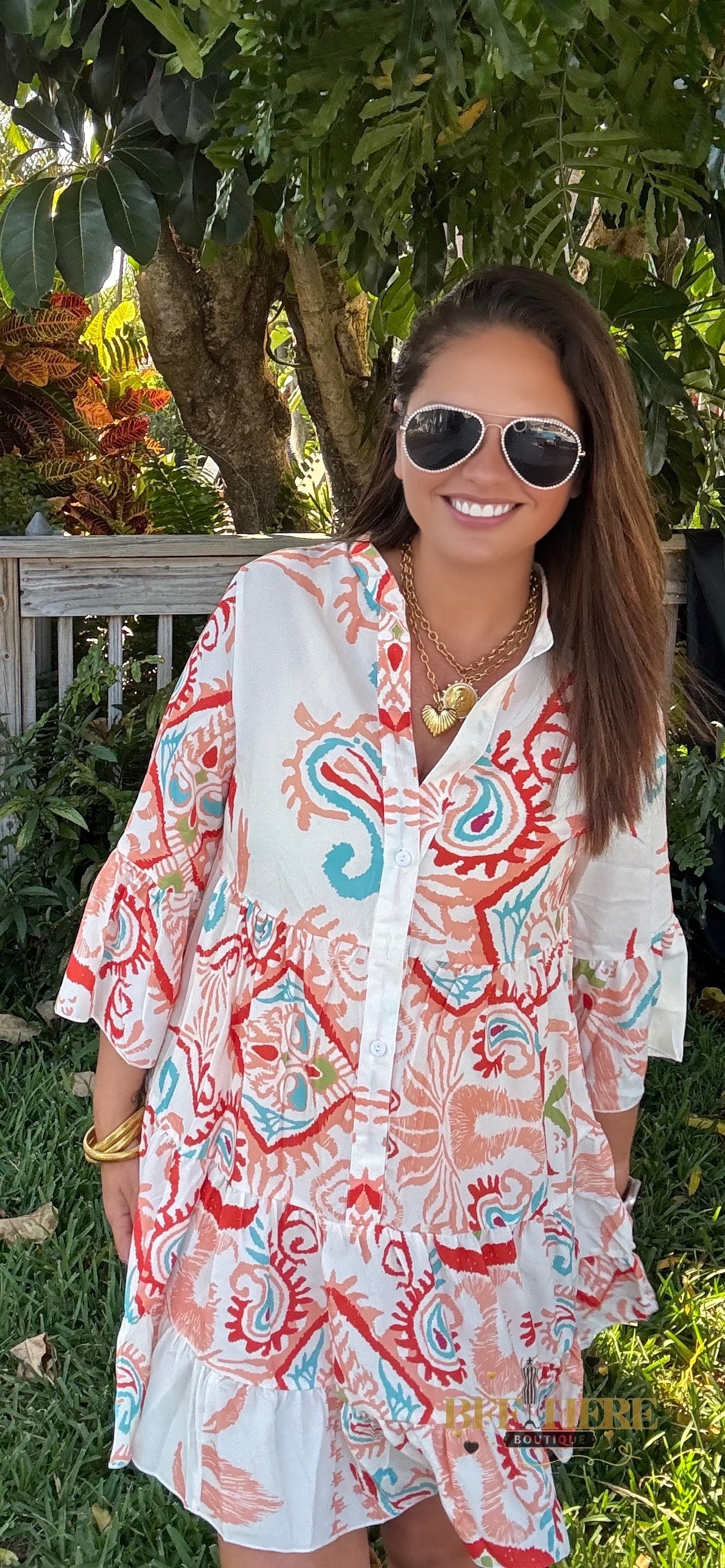 Sunset Swirl Button Dress - BFF Here