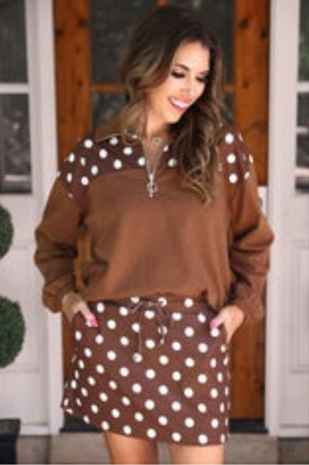 PREORDER: Mia Printed Pullover / Chocolate Polka Dot by Jess Lea ETA: July